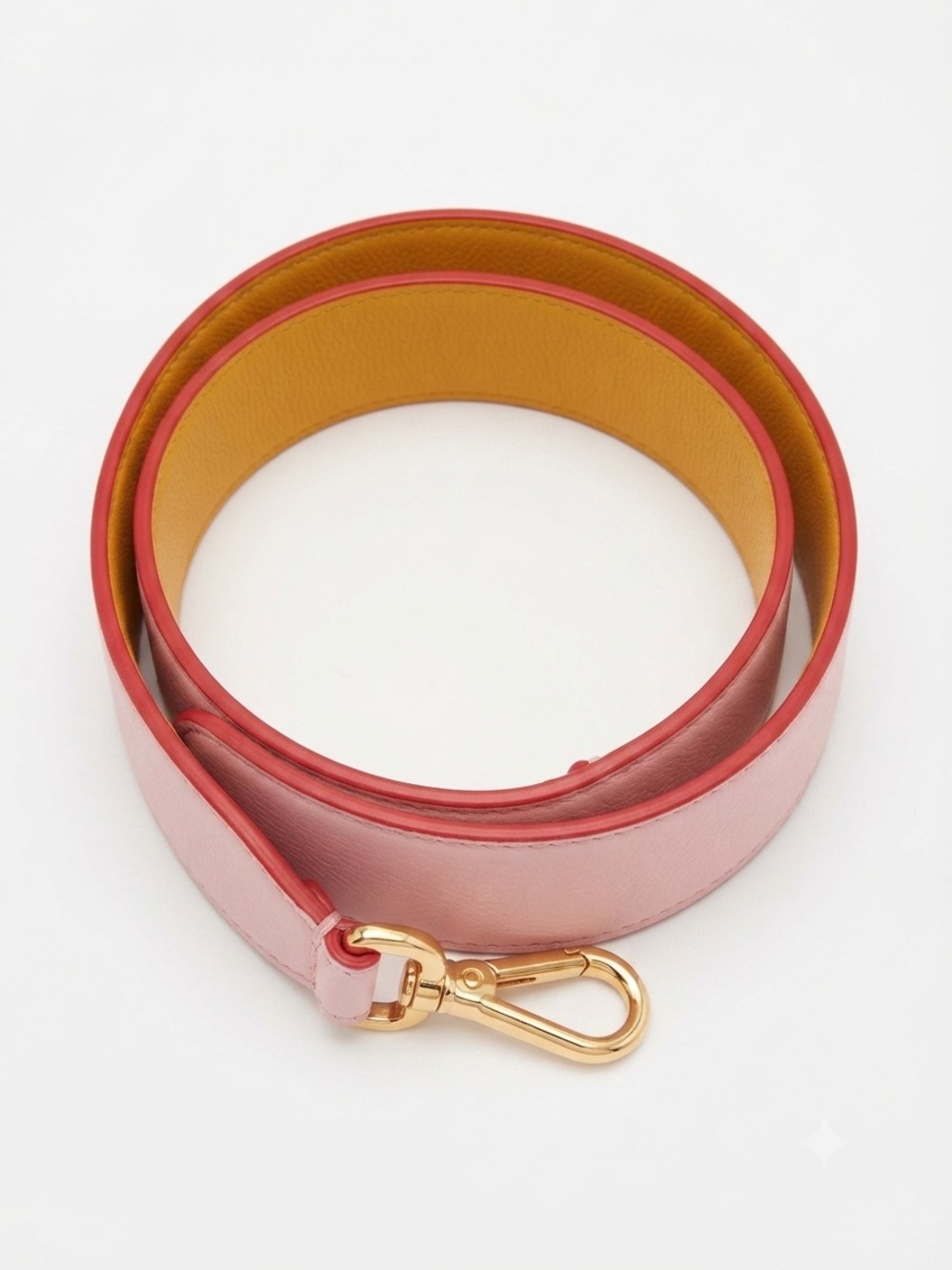 Fendi Pink and Mustard Leather Strap with Gold Clip